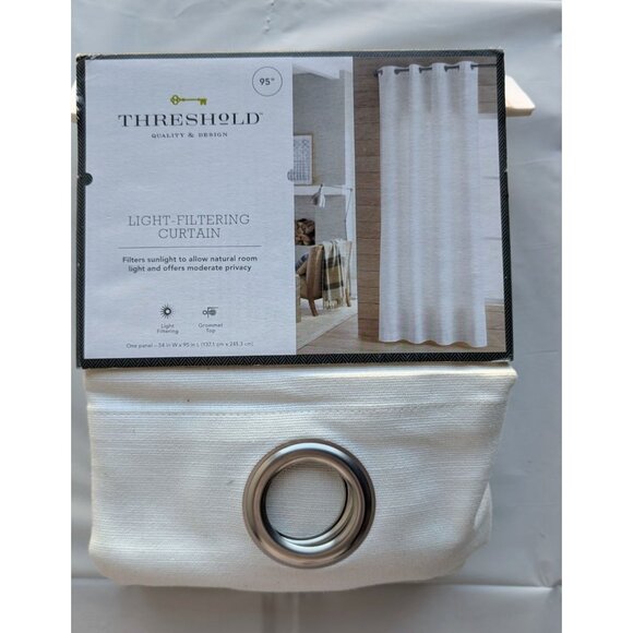 Threshold Light Filtering Solid Window Curtain Panel 1pc White 54x95in - Picture 3 of 4